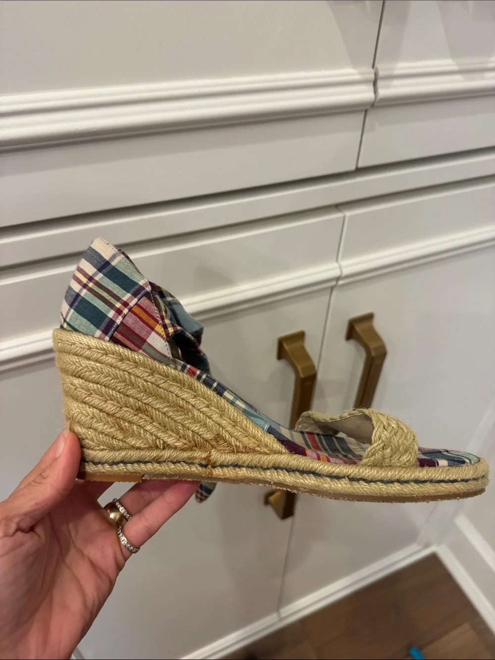 Tommy Hilfiger Multicolor Plaid Espadrilles with Braided Jute Strap